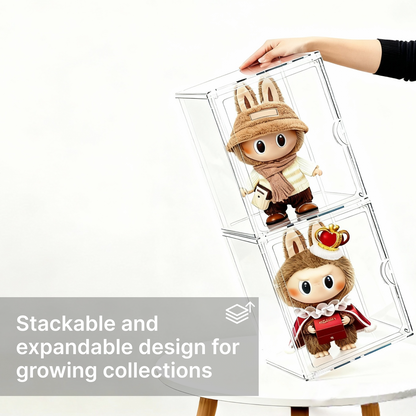 Clear Acrylic Display Case for Labubu, 15.35in Large Display Box, Compatible with Let's Checkmate, Time to Chill, Best of Luck, Dress Be Latte, Flip with Me, Fall in Wild Series Plush Toys