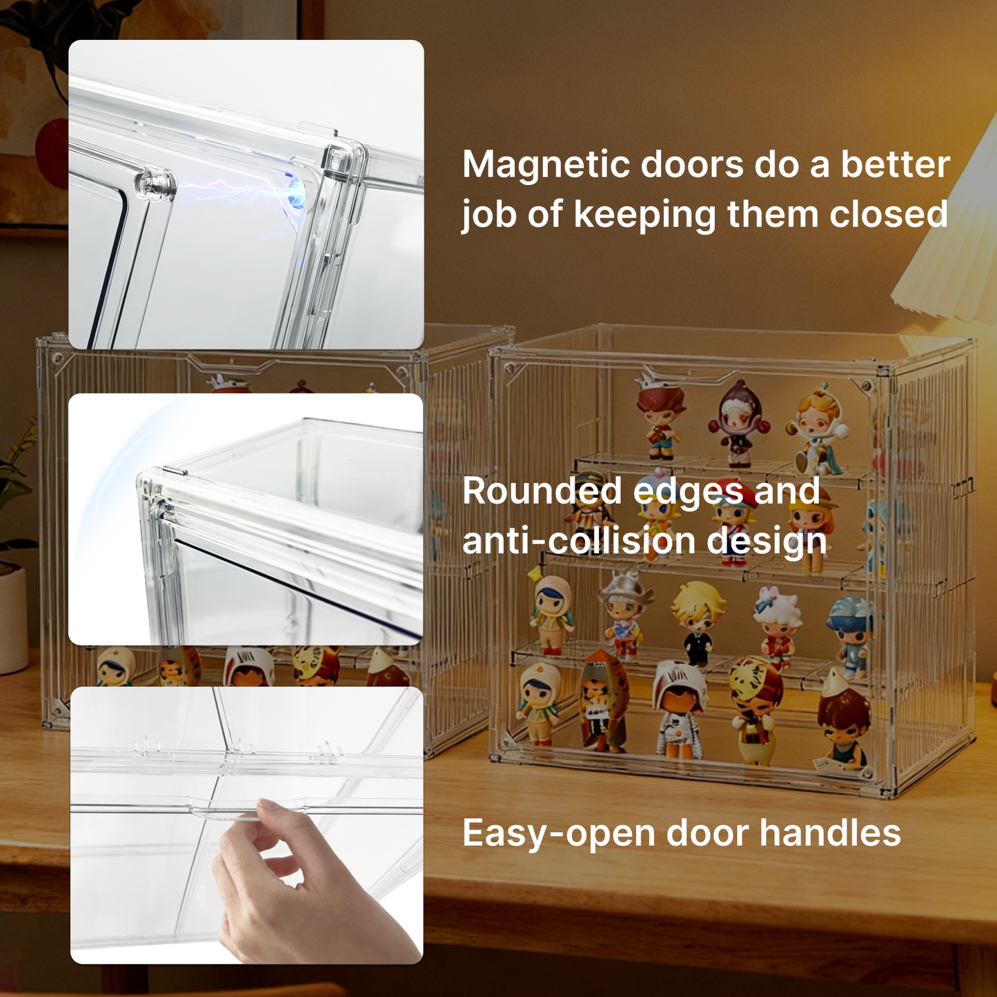 4-Tier Clear Acrylic Display Case for Funko Pop, Labubu, Disney Stitch, SKULLPANDA, Crybaby, DIMOO, Twinkle Twinkle, Sonny Angel, Tiny Tan, Barbie & Mini Collectibles, Dustproof Stackable Showcase