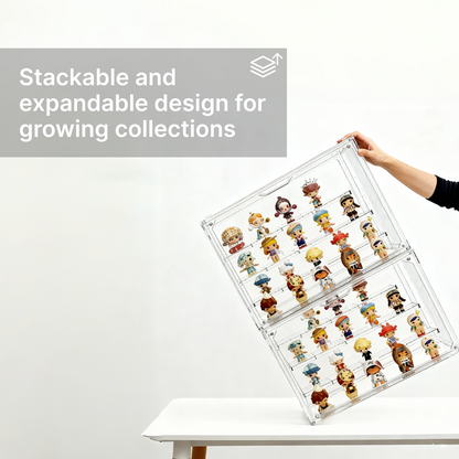 4-Tier Clear Acrylic Display Case for Funko Pop, Labubu, Disney Stitch, SKULLPANDA, Crybaby, DIMOO, Twinkle Twinkle, Sonny Angel, Tiny Tan, Barbie & Mini Collectibles, Dustproof Stackable Showcase