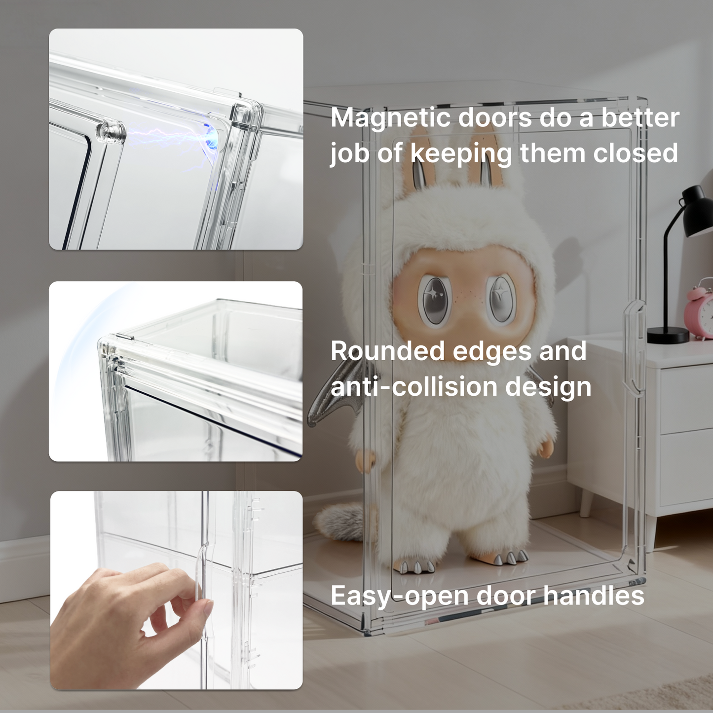 XXL-Large Acrylic Display Case for Gaint Labubu Collectibles 60cm/23.6", Dustproof and Figure Display Case, Compatible with ZIMOMO & Angel in Clouds, Clear Display Box Organizer