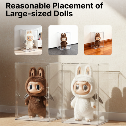 XXL-Large Acrylic Display Case for Gaint Labubu Collectibles 60cm/23.6", Dustproof and Figure Display Case, Compatible with ZIMOMO & Angel in Clouds, Clear Display Box Organizer