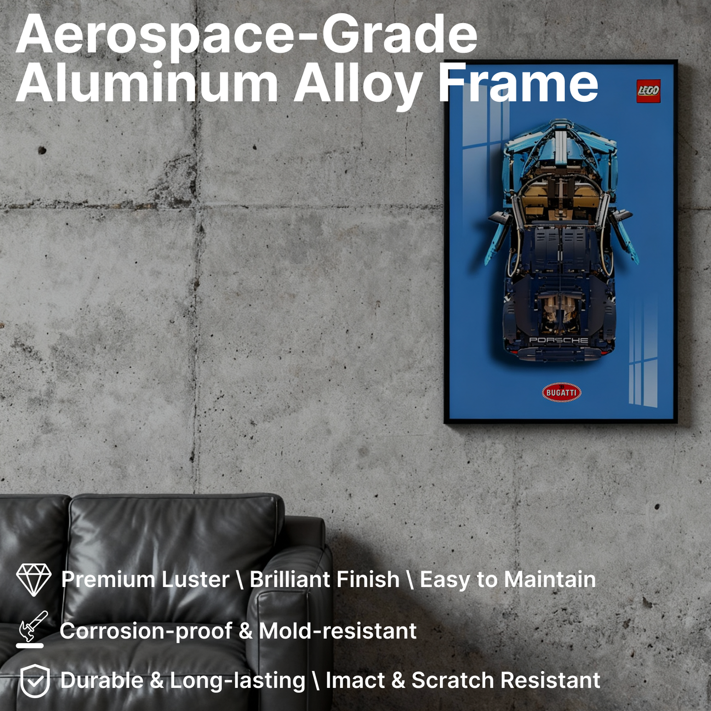 LEGO™ Frame for Bugatti Chiron(42083), Wall Mount Showcase Frame, Christmas Gift