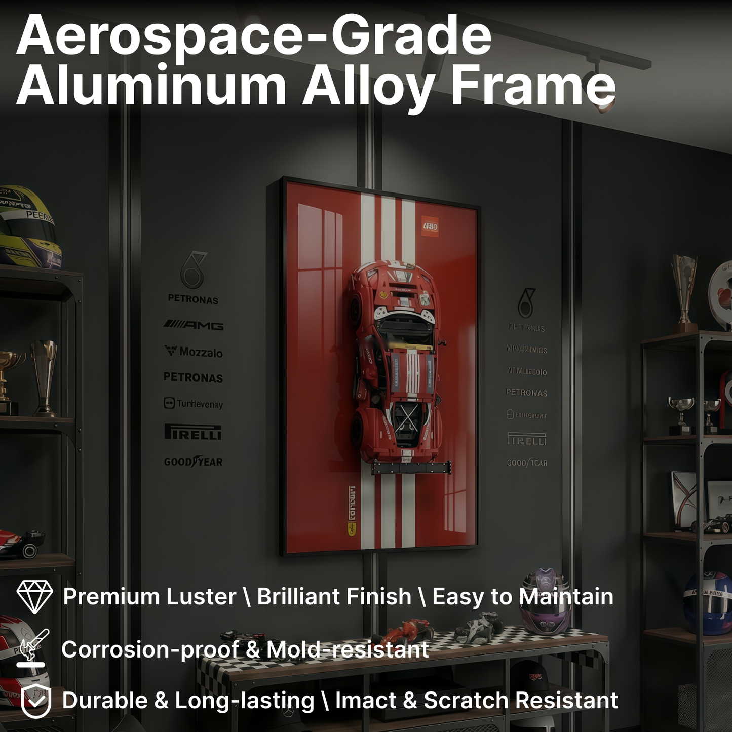 LEGO™ Frame for Ferrari 488 (42125), Wall Mount Showcase Frame, Christmas Gift