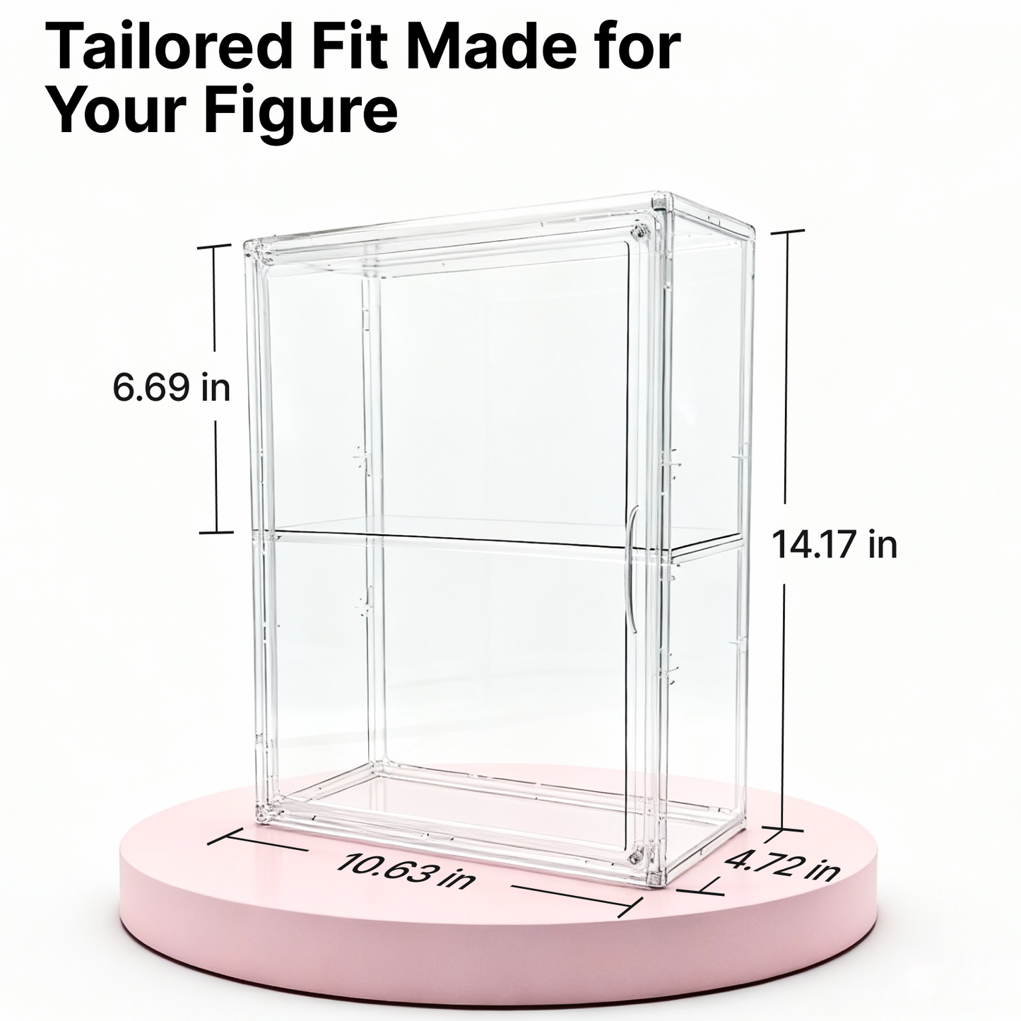 2-Tier Display Case for Labubu, Wall Mounted 14.17in Clear Acrylic Box with Shelf, Display Cabinet for Big into Energy, Exciting Macaron, Have a Seat, Coca-Cola Figures, Dustproof Showcase Organizer.