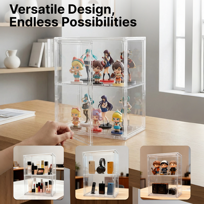 2-Tier Display Case for Labubu, Wall Mounted 14.17in Clear Acrylic Box with Shelf, Display Cabinet for Big into Energy, Exciting Macaron, Have a Seat, Coca-Cola Figures, Dustproof Showcase Organizer.