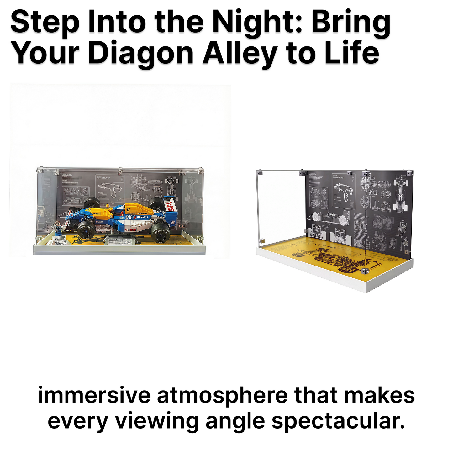 LEGO™ Show Case for 10330 Mclaren MP4/4 F1 & Ayrton Senna, 10353 Williams Racing FW14B & Nigel Mansell