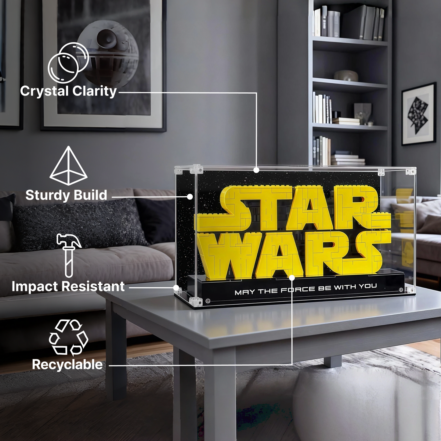 LEGO™ Case for Brick-Built Star Wars™ Logo(75407), Wall Mount Showcase Frame & Acrylic Display Case, Christmas Gift