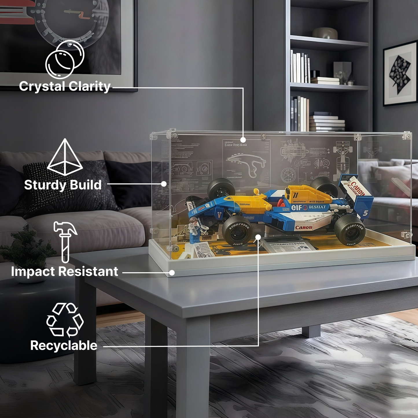 LEGO™ Show Case for 10330 Mclaren MP4/4 F1 & Ayrton Senna, 10353 Williams Racing FW14B & Nigel Mansell