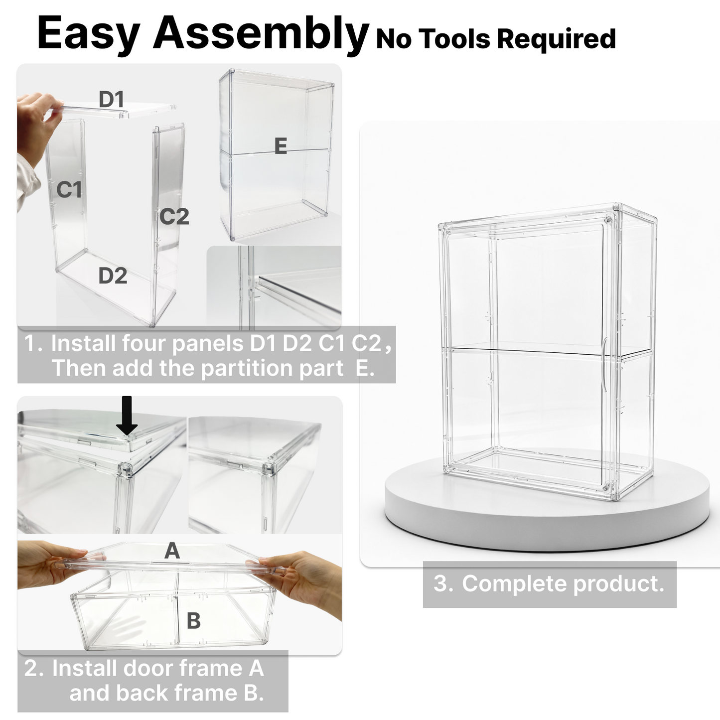 2-Tier Display Case for Labubu, Wall Mounted 14.17in Clear Acrylic Box with Shelf, Display Cabinet for Big into Energy, Exciting Macaron, Have a Seat, Coca-Cola Figures, Dustproof Showcase Organizer.
