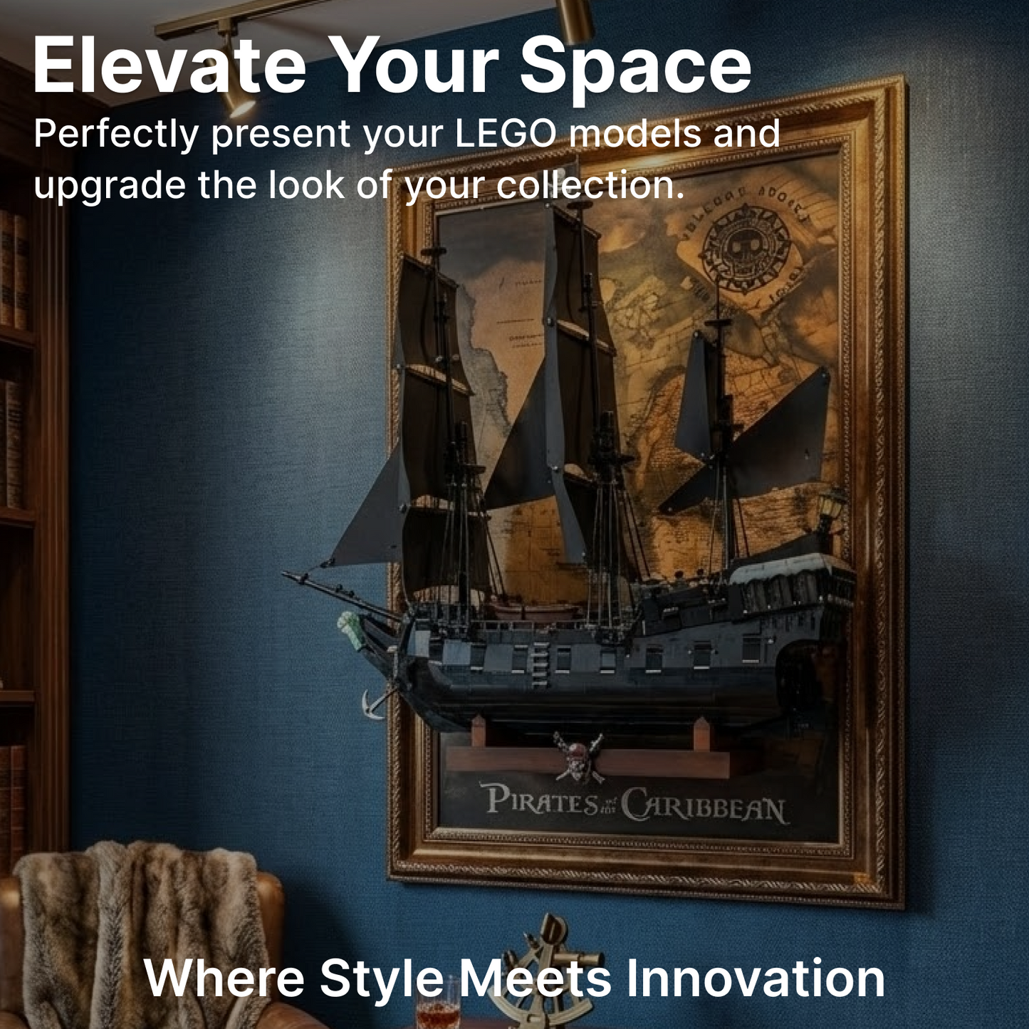 LEGO™ Frame for Captain Jack Sparrow's Pirate Ship（10365), Wall Mount Showcase Frame, Christmas Gift
