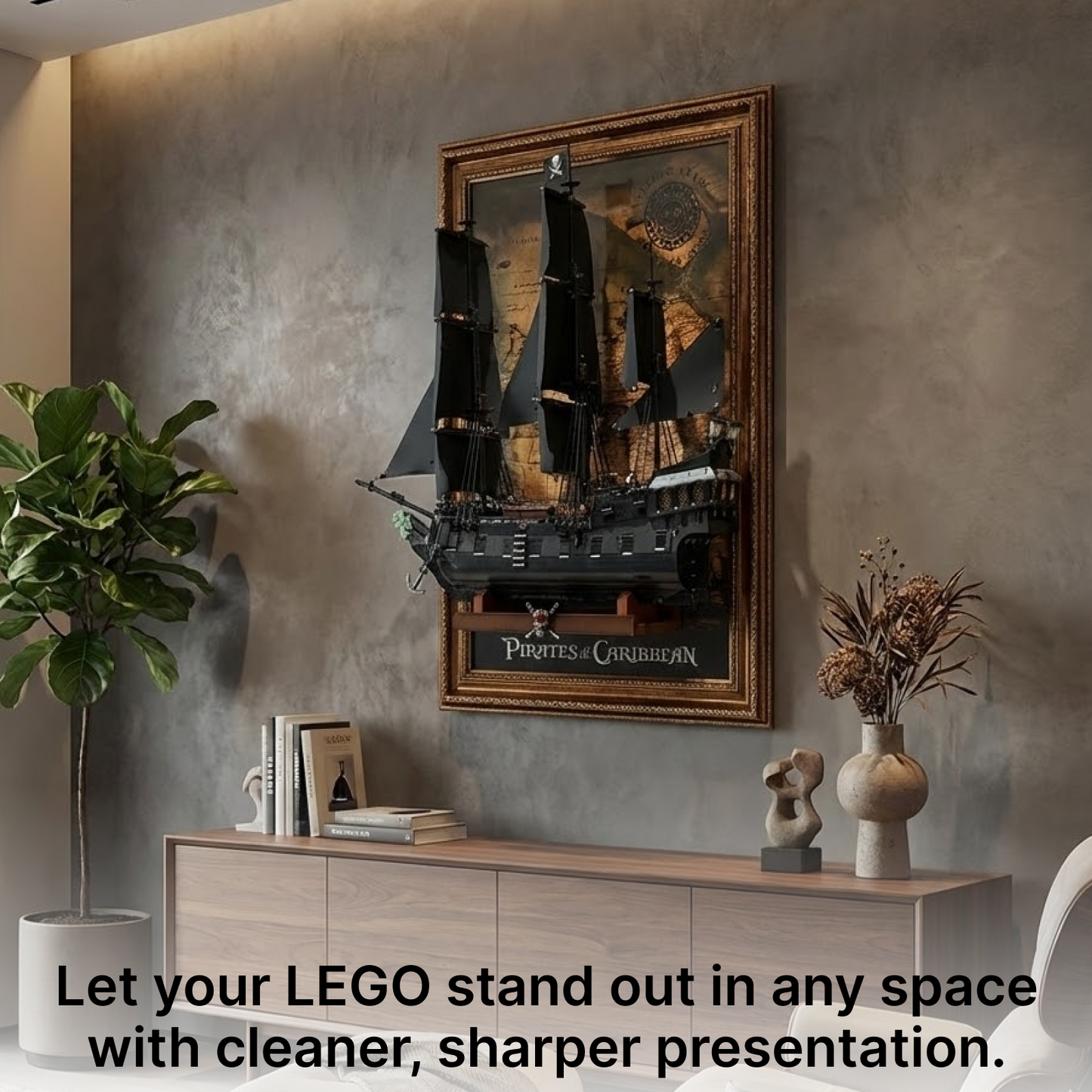 LEGO™ Frame for Captain Jack Sparrow's Pirate Ship（10365), Wall Mount Showcase Frame, Christmas Gift