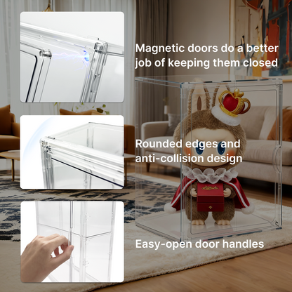 Clear Acrylic Display Case for Labubu, 15.35in Large Display Box, Compatible with Let's Checkmate, Time to Chill, Best of Luck, Dress Be Latte, Flip with Me, Fall in Wild Series Plush Toys