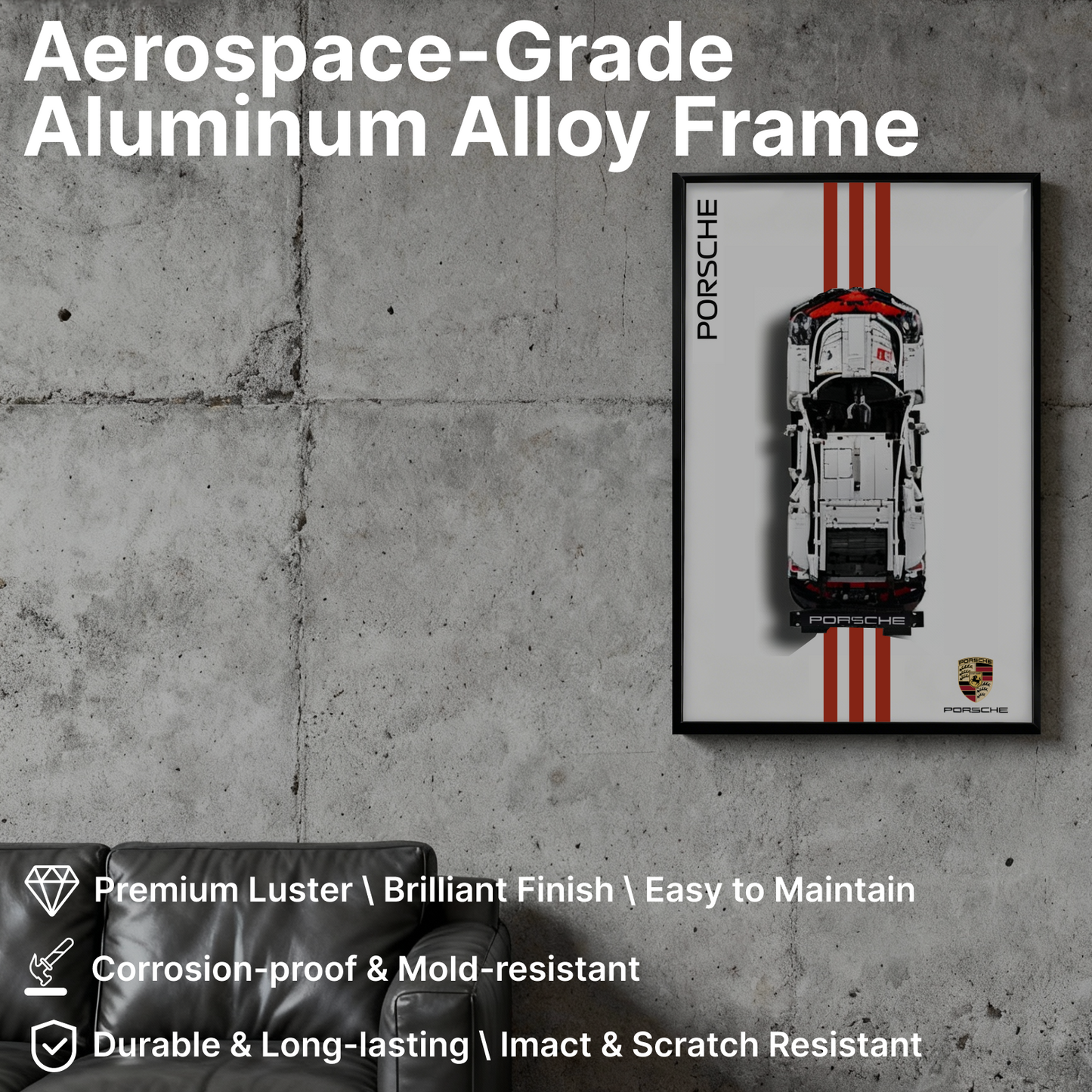 LEGO™ Frame for Porsche 911 RSR(42096), Wall Mount Showcase Frame, Christmas Gift