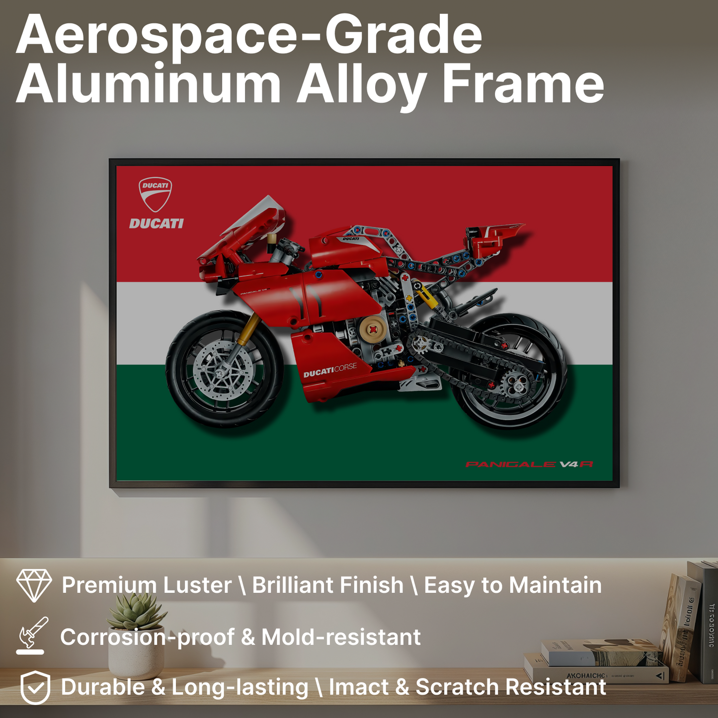 LEGO™ Frame for Ducati Panigale V4 S Motorcycle(42202), Wall Mount Showcase Frame, Christmas Gift