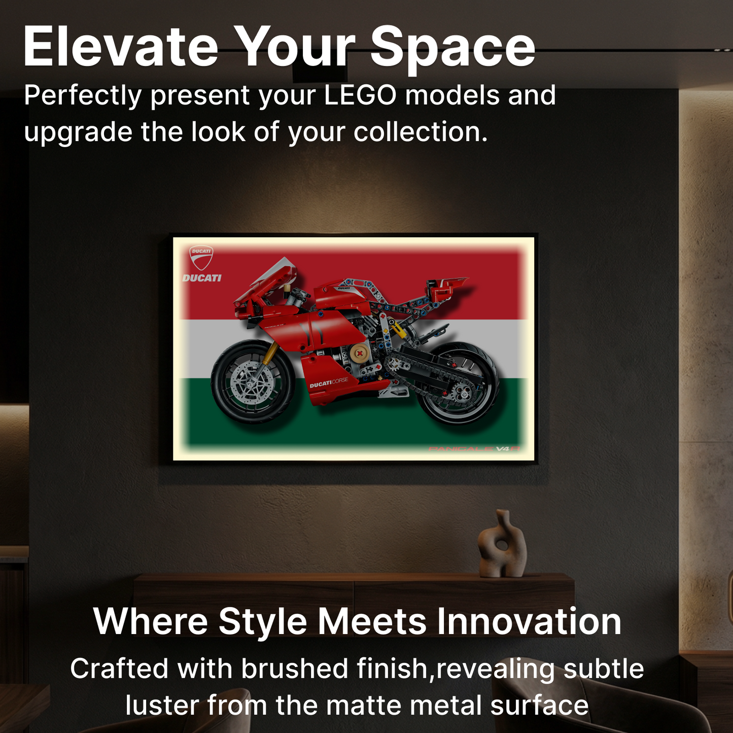 LEGO™ Frame for Ducati Panigale V4 S Motorcycle(42202), Wall Mount Showcase Frame, Christmas Gift