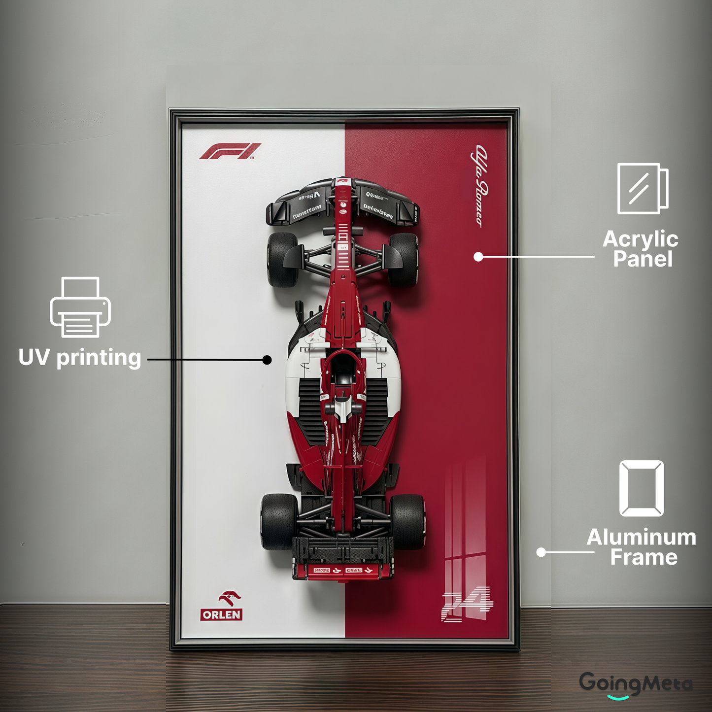 CADA™ Alfa Romeo F1 Wall Mount Frame, Wall Mount Showcase Frame, Christmas Gift
