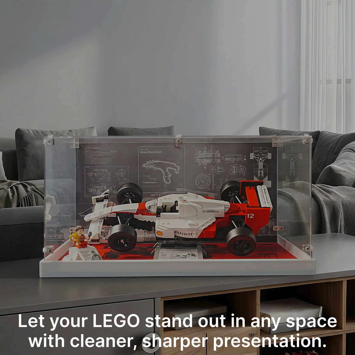 LEGO™ Show Case for 10330 Mclaren MP4/4 F1 & Ayrton Senna, 10353 Williams Racing FW14B & Nigel Mansell