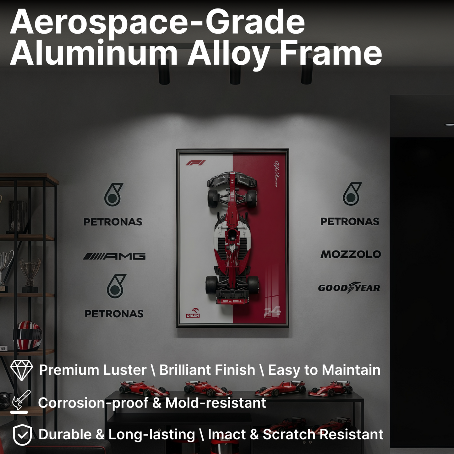 CADA™ Alfa Romeo F1 Wall Mount Frame, Wall Mount Showcase Frame, Christmas Gift