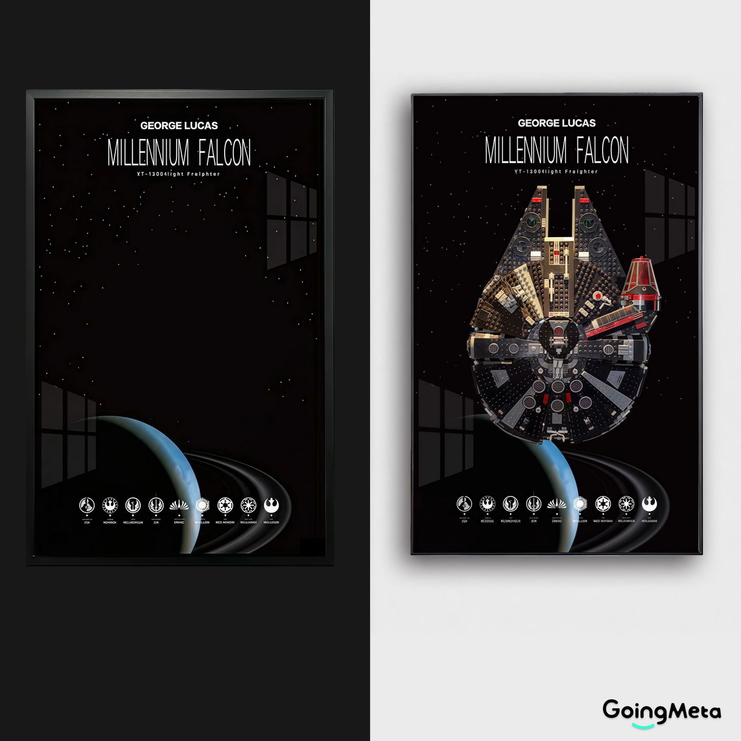 LEGO™ Frame for STAR WARS Millennium Falcon (75257)/ Dark Millennium Falcon (75389), Wall Mount Showcase Frame, Christmas Gift