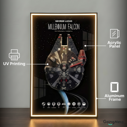 LEGO™ Frame for STAR WARS Millennium Falcon (75257)/ Dark Millennium Falcon (75389), Wall Mount Showcase Frame, Christmas Gift