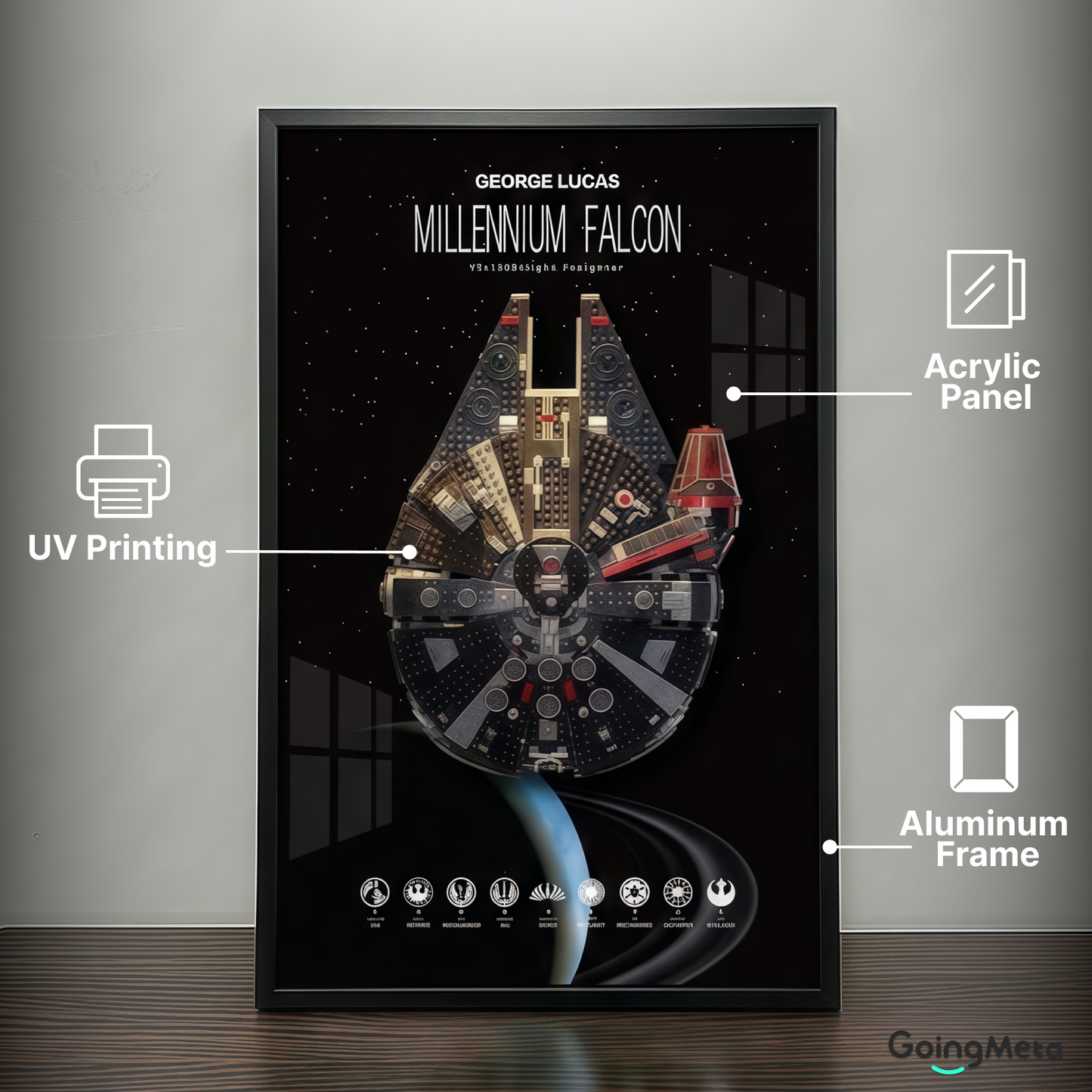 LEGO™ Frame for STAR WARS Millennium Falcon (75257)/ Dark Millennium Falcon (75389), Wall Mount Showcase Frame, Christmas Gift