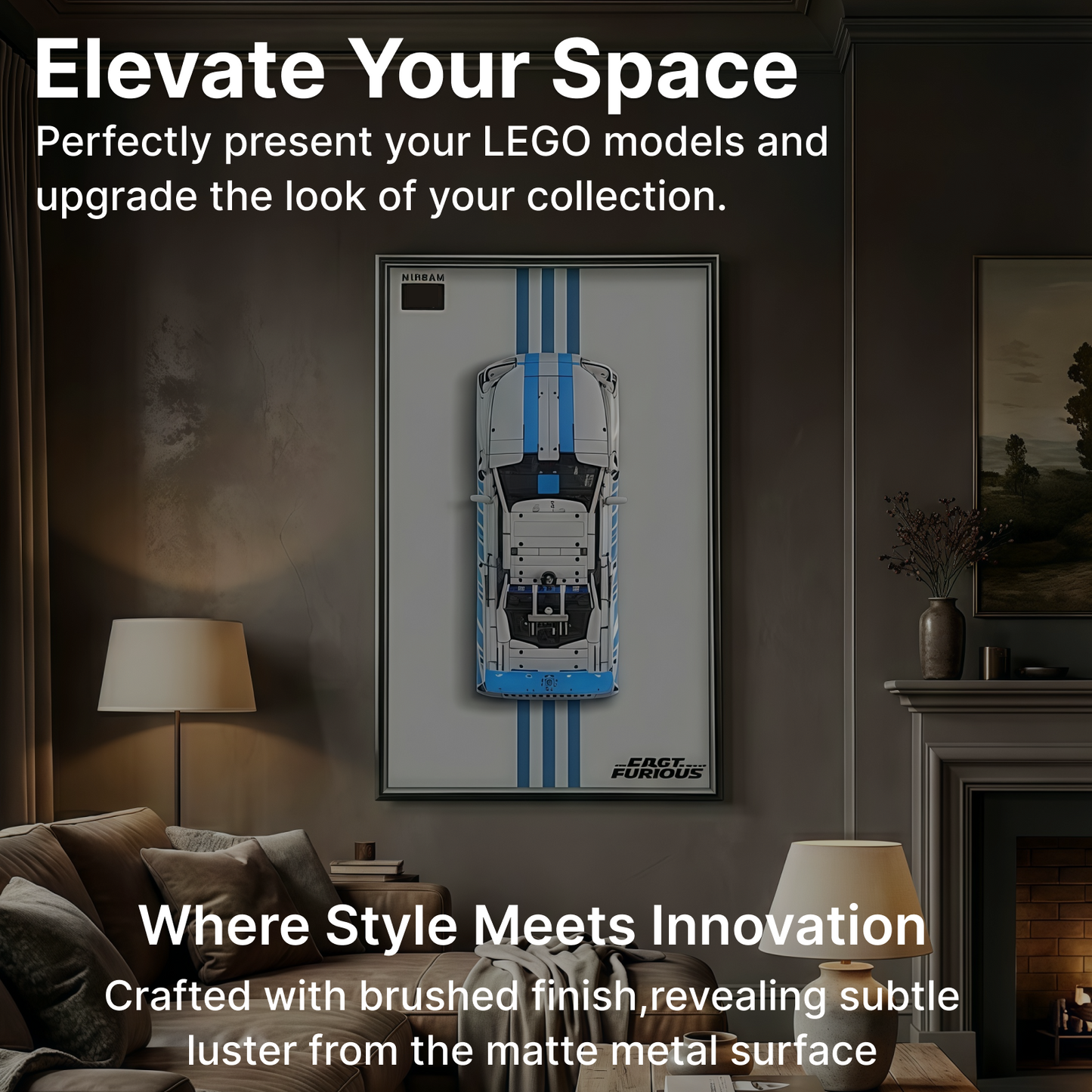 LEGO™ Frame for Technic™ 2 Fast 2 Furious Nissan Skyline GT-R R34 Car (42210), Wall Mount Showcase Frame, Christmas Gift