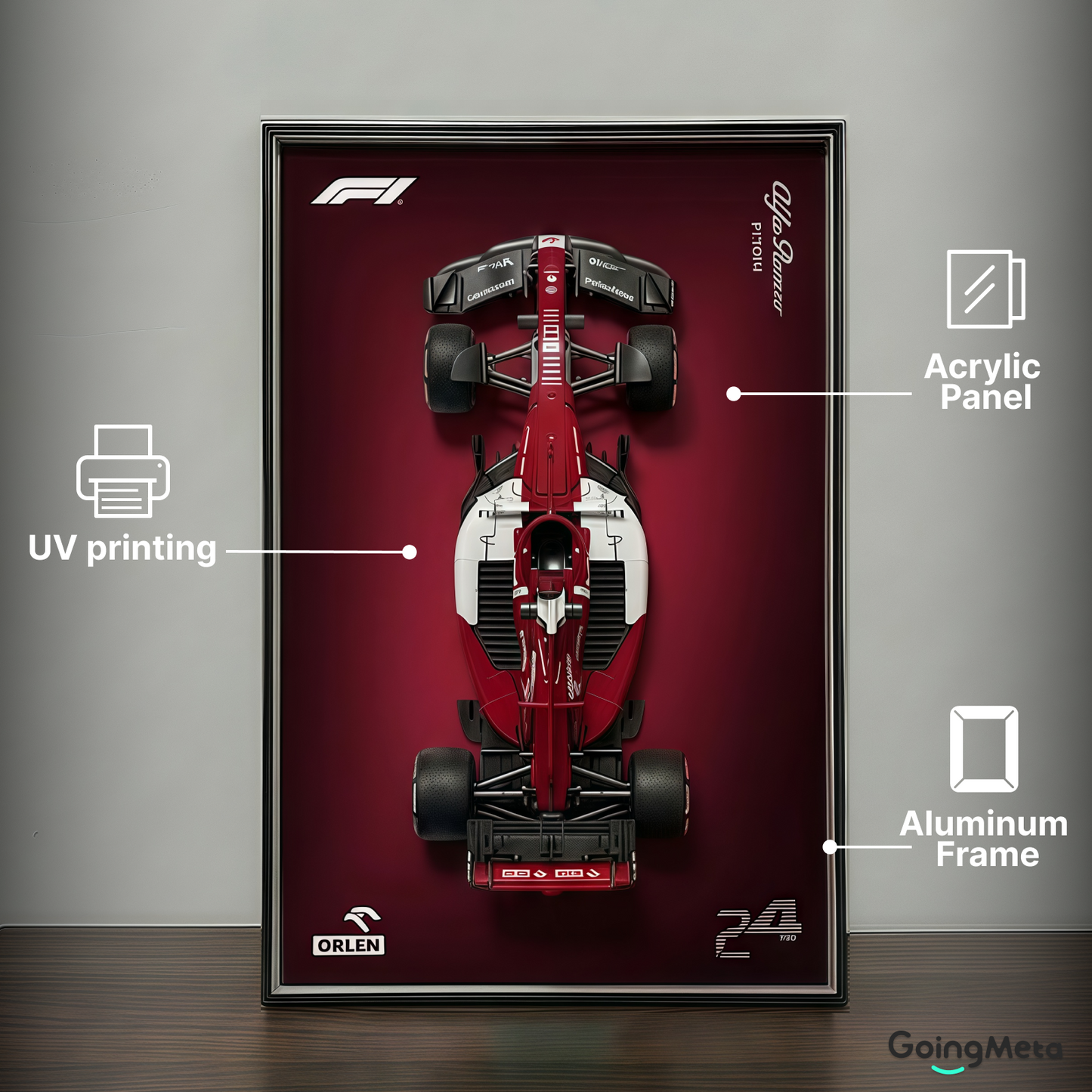 CADA™ Alfa Romeo F1 Wall Mount Frame, Wall Mount Showcase Frame, Christmas Gift