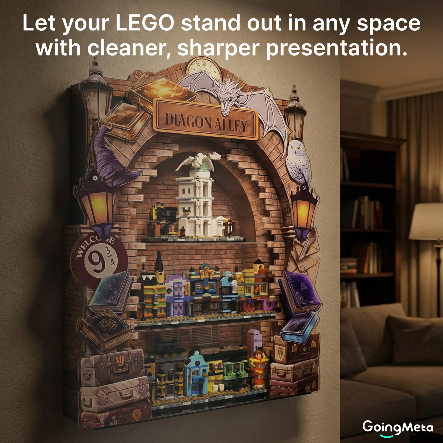 LEGO™Show Case For Diagon Alley™ Wizarding Shops Plus(76444), Wall Mount Showcase, Christmas Gift