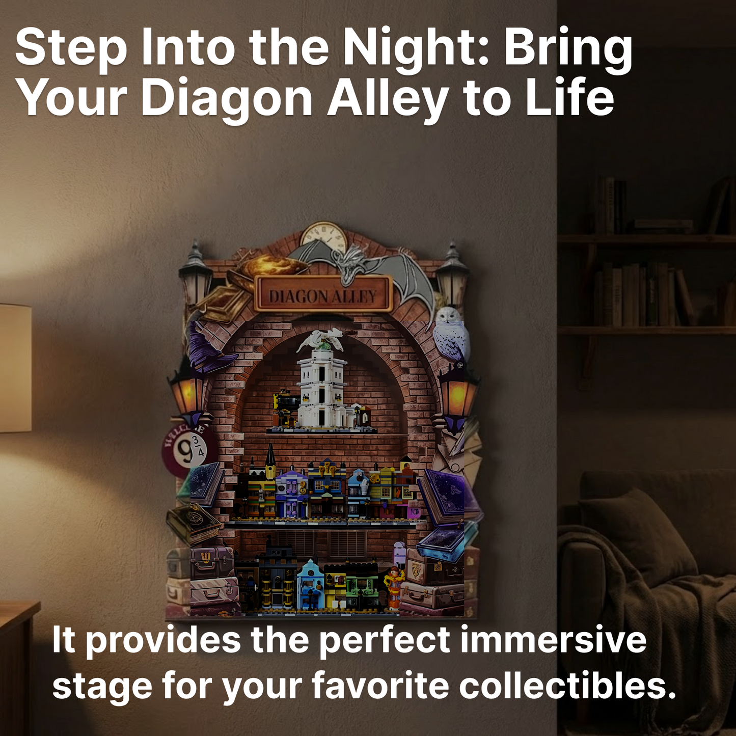 LEGO™Show Case For Diagon Alley™ Wizarding Shops Plus(76444), Wall Mount Showcase, Christmas Gift