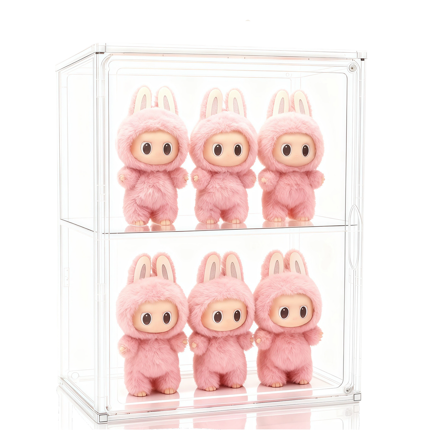 2-Tier Display Case for Labubu, Wall Mounted 14.17in Clear Acrylic Box with Shelf, Display Cabinet for Big into Energy, Exciting Macaron, Have a Seat, Coca-Cola Figures, Dustproof Showcase Organizer.