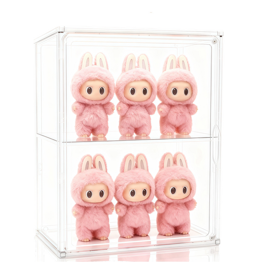 2-Tier Display Case for Labubu, Wall Mounted 14.17in Clear Acrylic Box with Shelf, Display Cabinet for Big into Energy, Exciting Macaron, Have a Seat, Coca-Cola Figures, Dustproof Showcase Organizer.