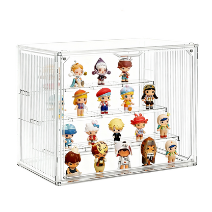 4-Tier Clear Acrylic Display Case for Funko Pop, Labubu, Disney Stitch, SKULLPANDA, Crybaby, DIMOO, Twinkle Twinkle, Sonny Angel, Tiny Tan, Barbie & Mini Collectibles, Dustproof Stackable Showcase