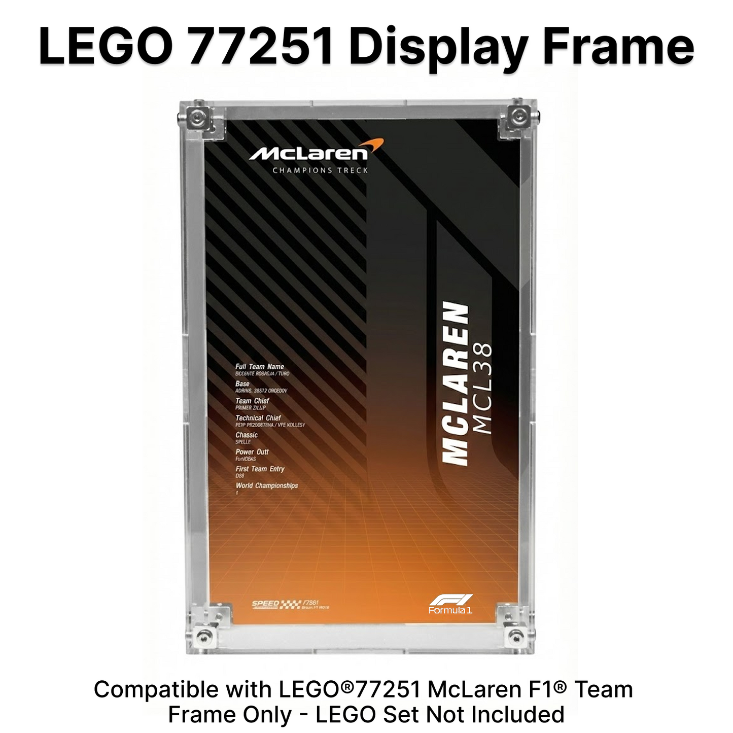 LEGO™Show Case For Speed Champions F1 Acrylic Series PLUS, Premium Acrylic Display Case, Christmas Gift